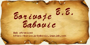 Borivoje Babović vizit kartica